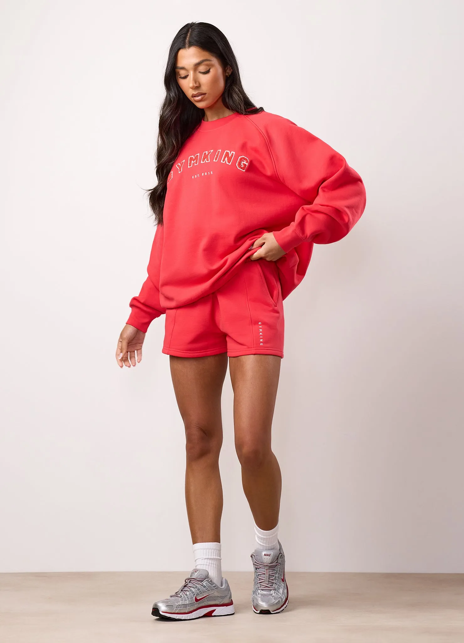Gym King Shadow Oversized Crew and Shorts - Watermelon sold by The Gym King