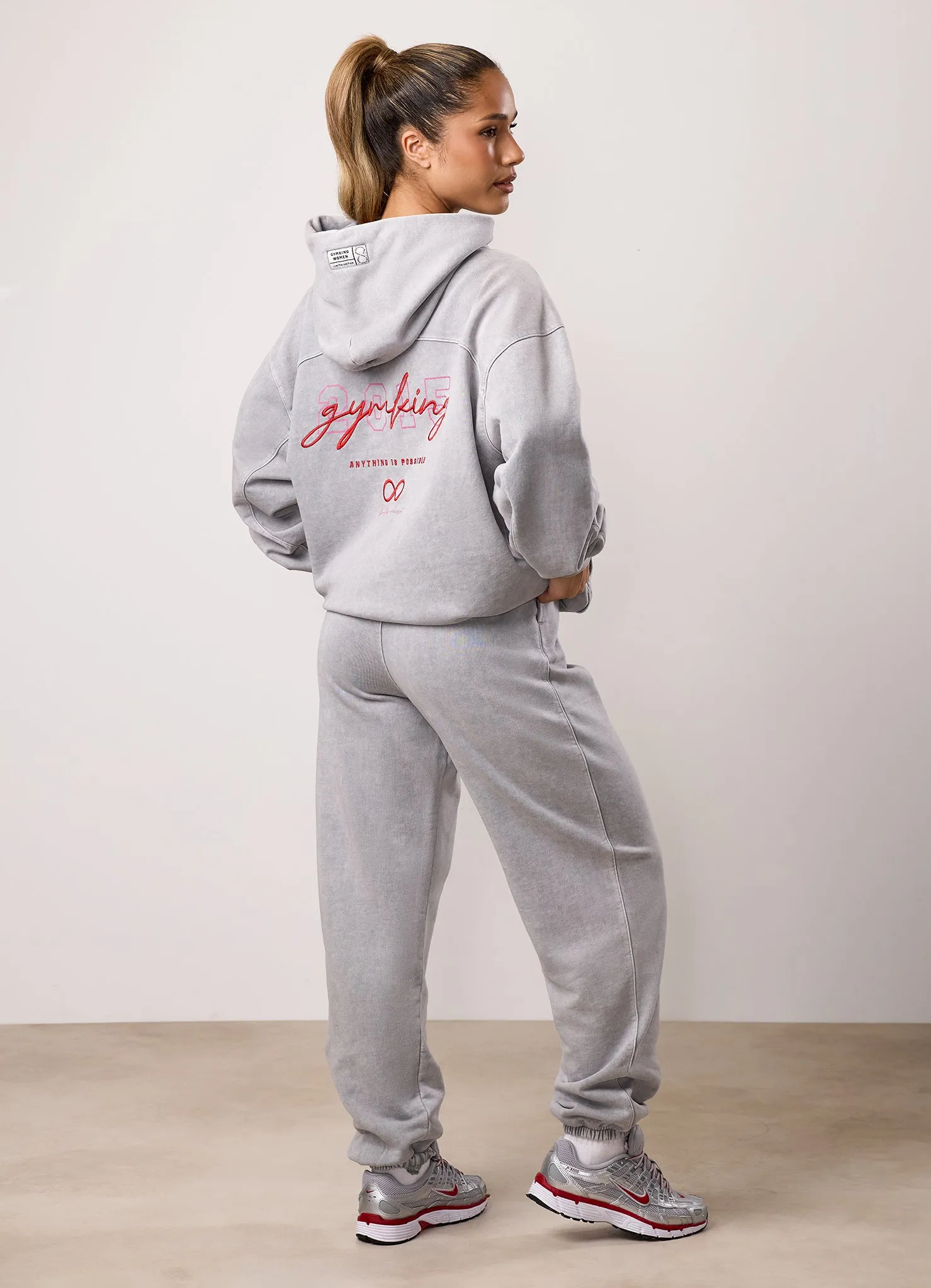 Gym King Limitless Oversized Hood Tracksuit - Washed Light Grey sold by The Gym King