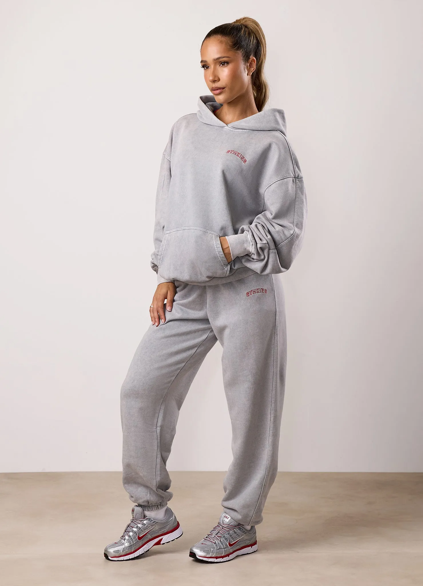 Gym King Limitless Oversized Hood Tracksuit - Washed Light Grey sold by The Gym King product image thumbnail 3