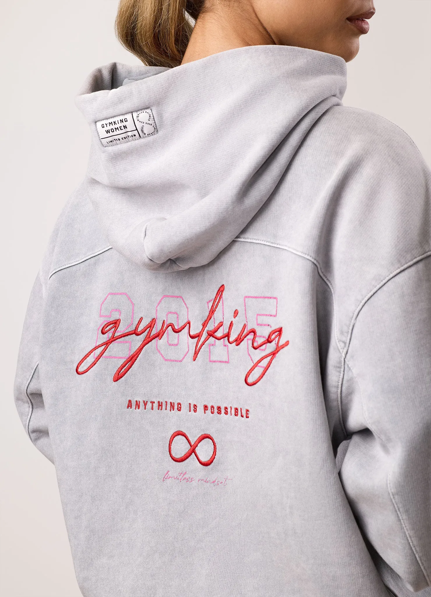 Gym King Limitless Oversized Hood Tracksuit - Washed Light Grey sold by The Gym King product image thumbnail 5