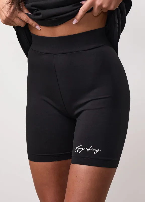 Gym King Script Mindset 5" Jersey Cycle Short - Black sold by The Gym King
