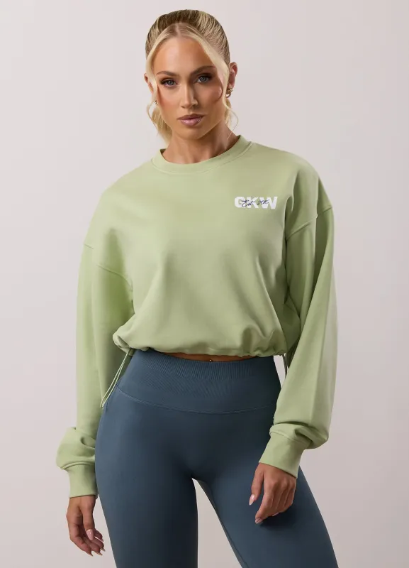 Gym King Revive Peached Crop Sweatshirt - Matcha Green sold by The Gym King