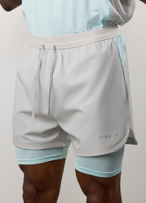 Gym King Progress 2-In-1 Short - Light Grey/Ice Blue sold by The Gym King