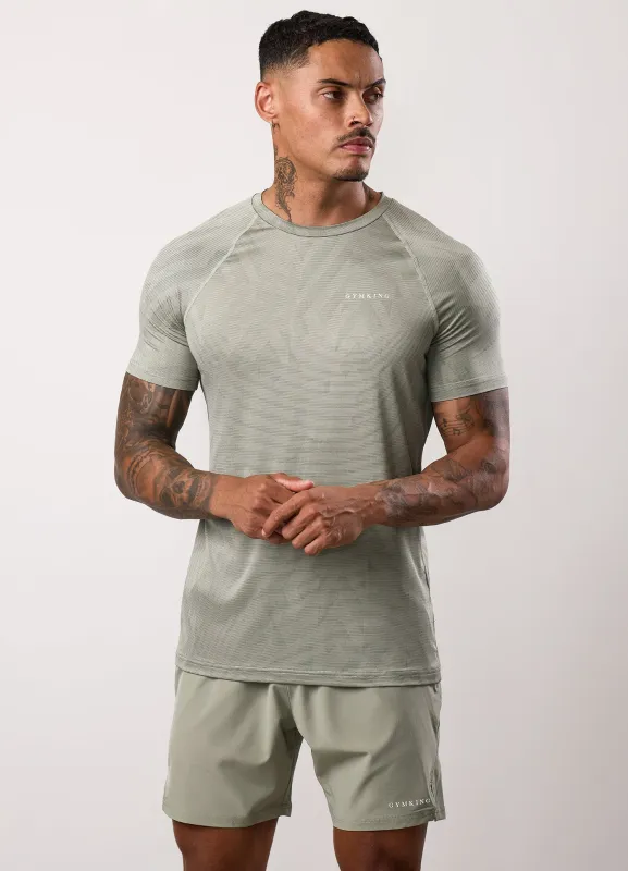 Gym King Limitless Abstract Knit Tee - Soft Khaki sold by The Gym King