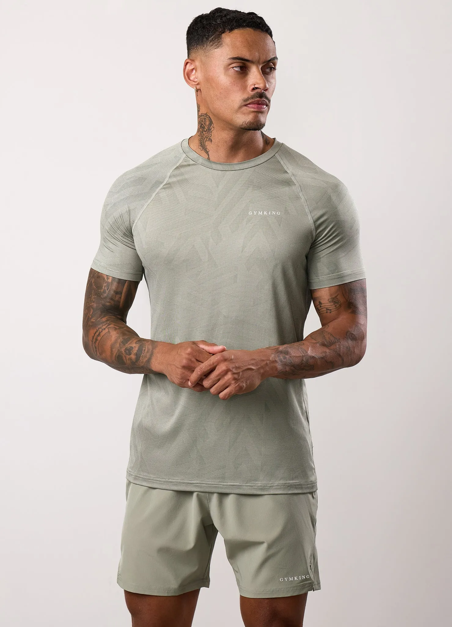 Gym King Limitless Abstract Knit Tee - Soft Khaki sold by The Gym King