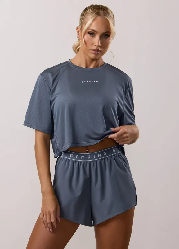 Gym King Adapt Crop Tee - Storm Blue sold by The Gym King