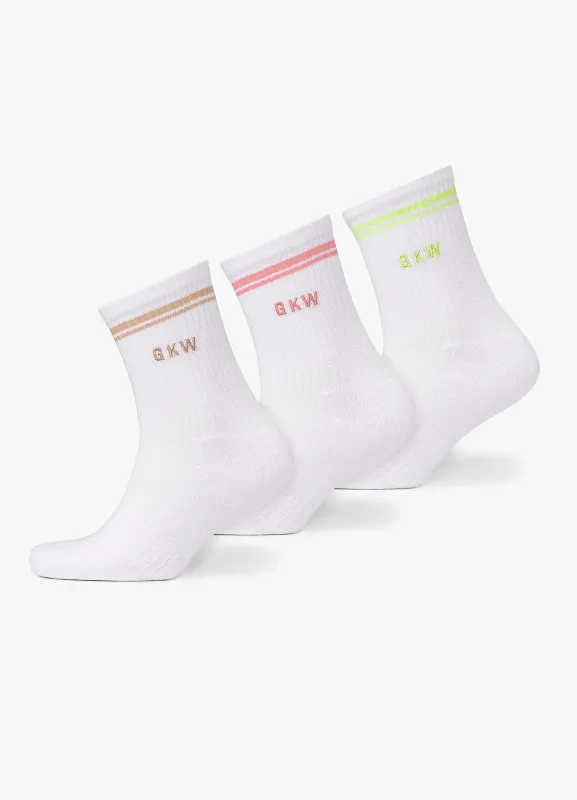 GKW Tipping Crew Sock - White/Matcha Green/Pink Blush/Light Stone made by The Gym King