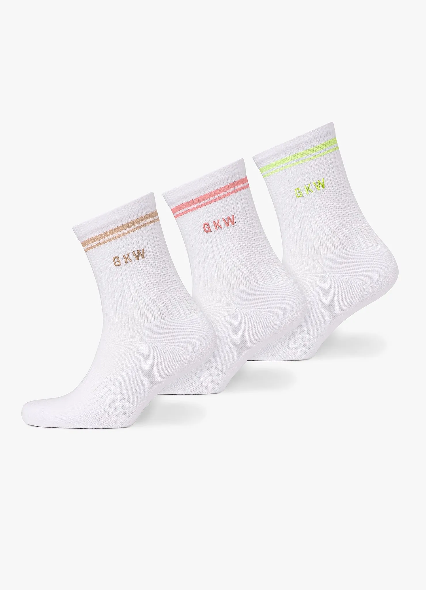 GKW Tipping Crew Sock - White/Matcha Green/Pink Blush/Light Stone sold by The Gym King