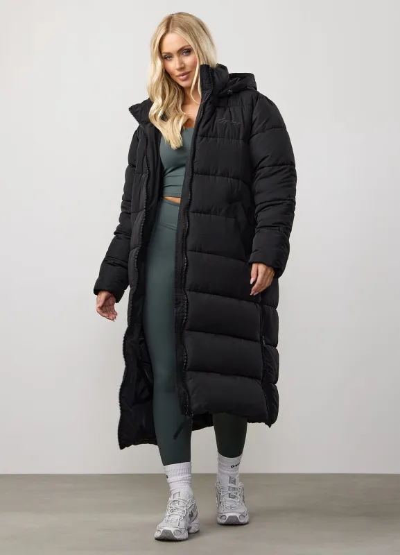 Gym King Longline Puffer - Black sold by The Gym King
