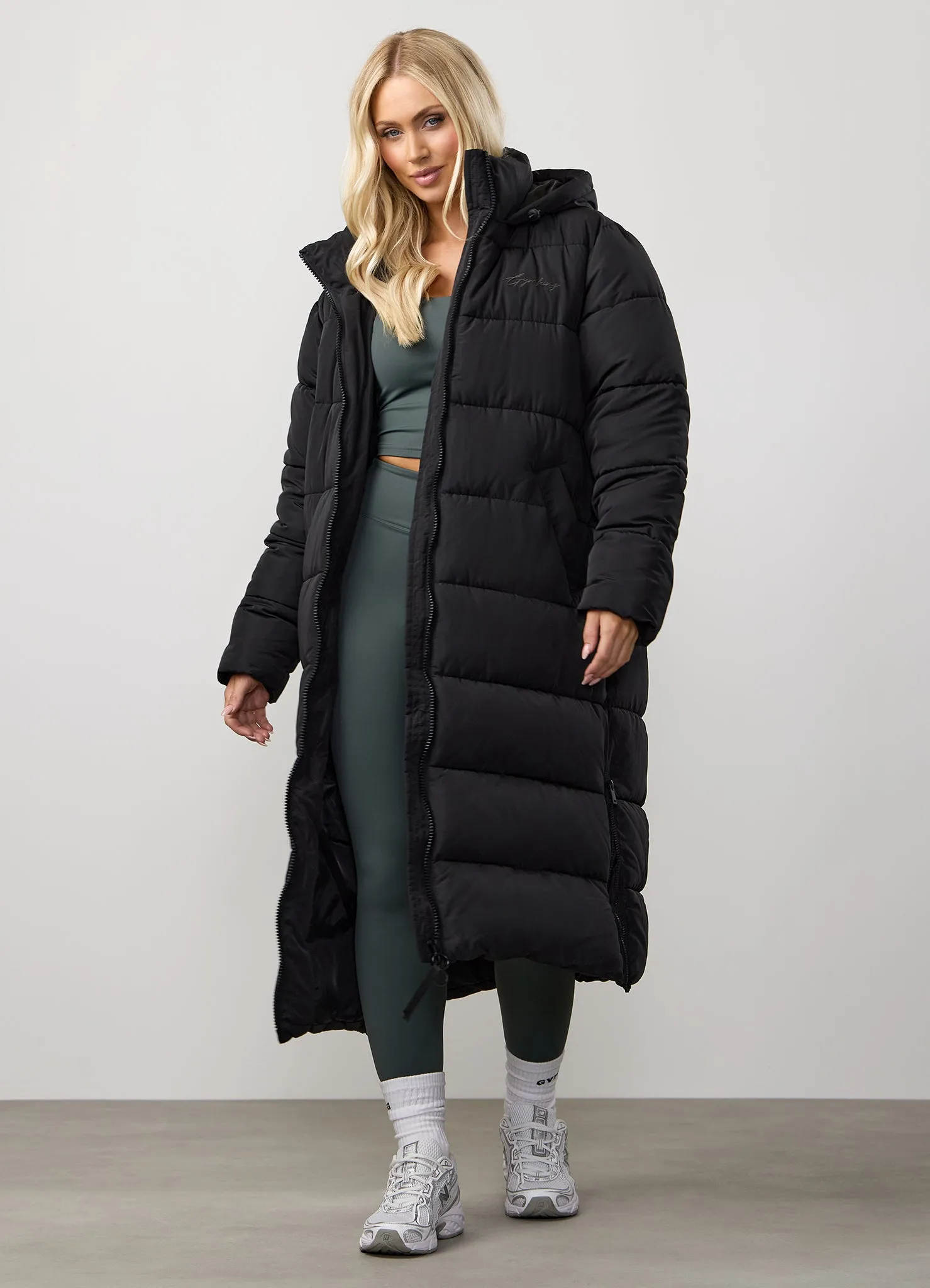 Gym King Longline Puffer - Black sold by The Gym King