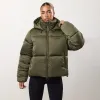 Gym King Cropped Padded Jacket - Iridescent Khaki sold by The Gym King
