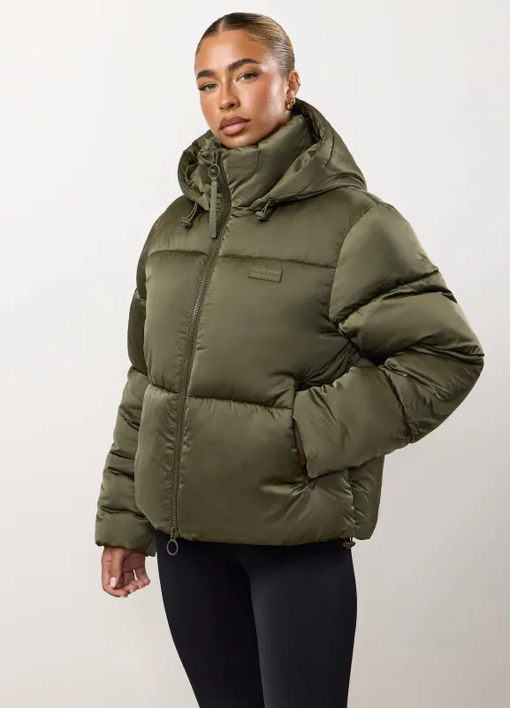 Gym King Cropped Padded Jacket - Iridescent Khaki sold by The Gym King