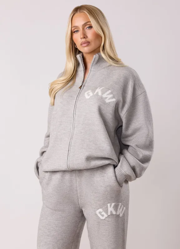 Gym King Restore Knit Full Zip Funnel - Light Grey Marl sold by The Gym King