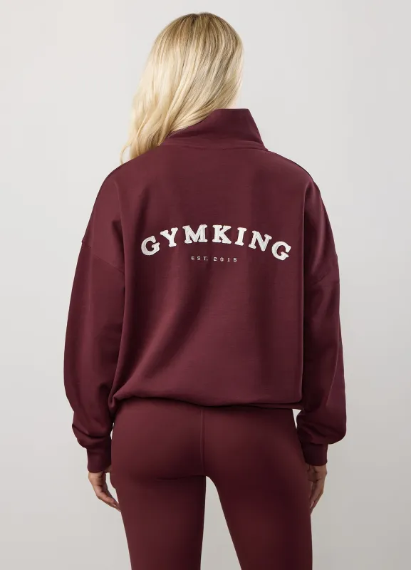 Gym King Compose Fleece 1/4 Zip Funnel - Deep Cherry made by The Gym King
