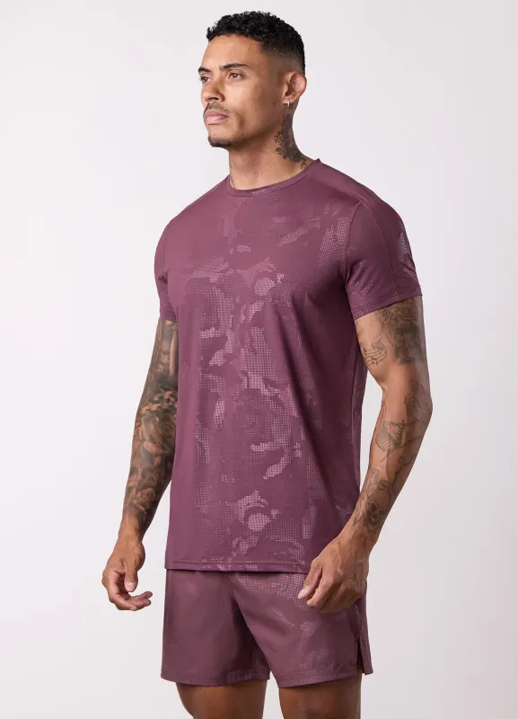 Gym King Debossed Camo Tee - Mulberry sold by The Gym King