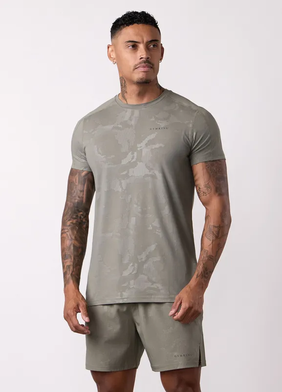 Gym King Debossed Camo Tee - Olive sold by The Gym King