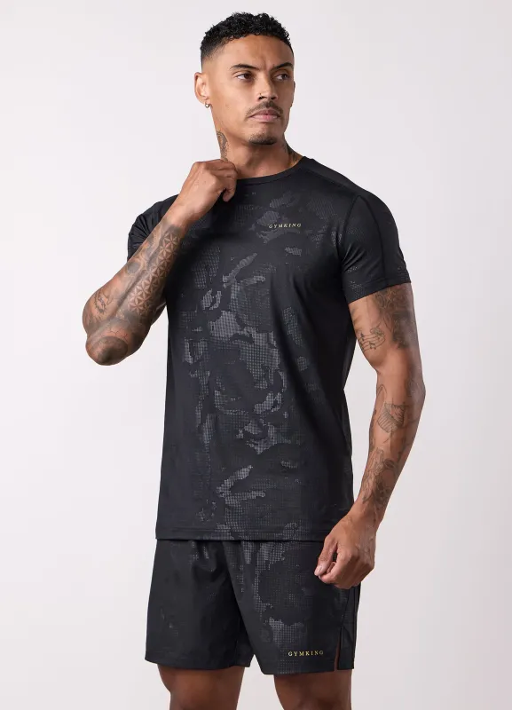 Gym King Debossed Camo Tee - Black/Gold sold by The Gym King