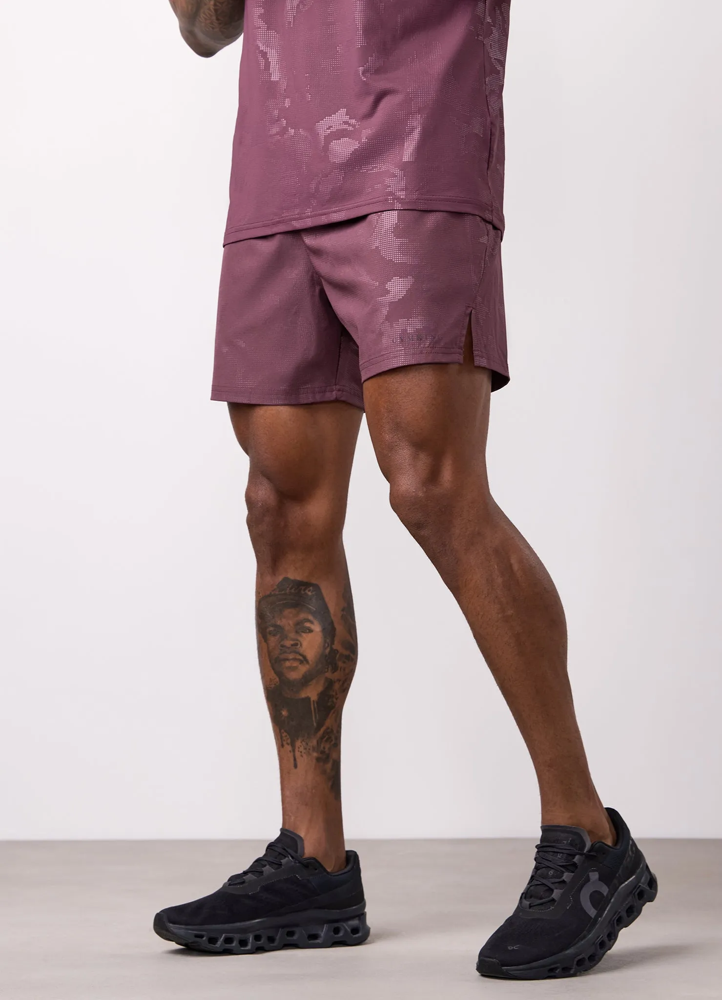 Gym King Debossed Camo Short 5" - Mulberry sold by The Gym King product image thumbnail 3