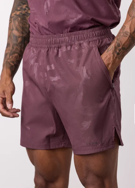 Gym King Debossed Camo Short 5" - Mulberry sold by The Gym King