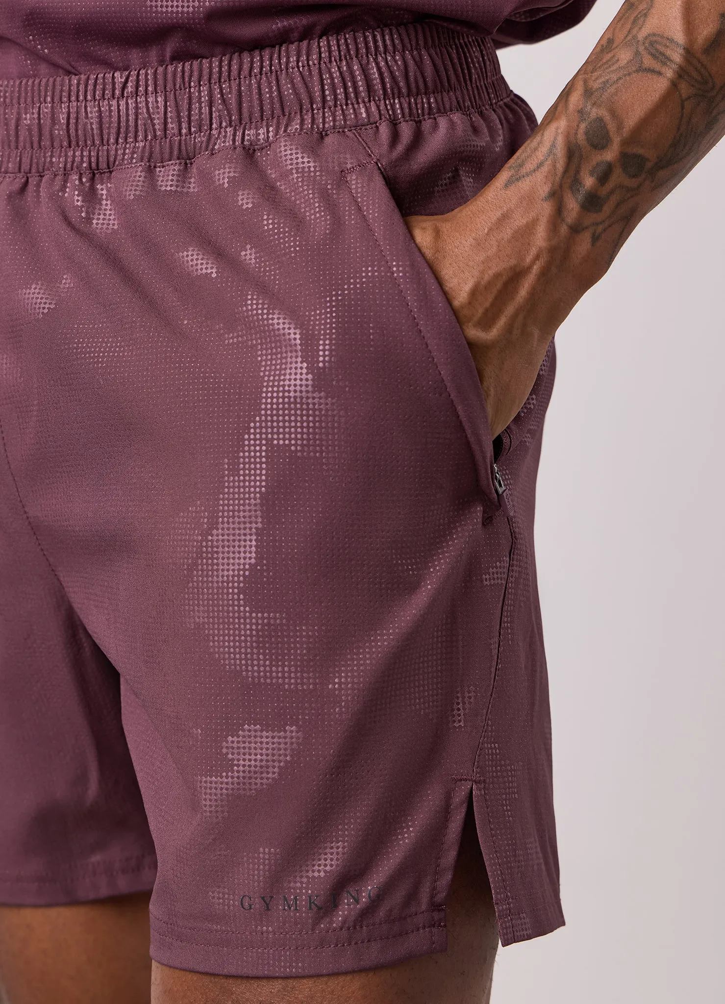 Gym King Debossed Camo Short 5" - Mulberry sold by The Gym King product image thumbnail 5