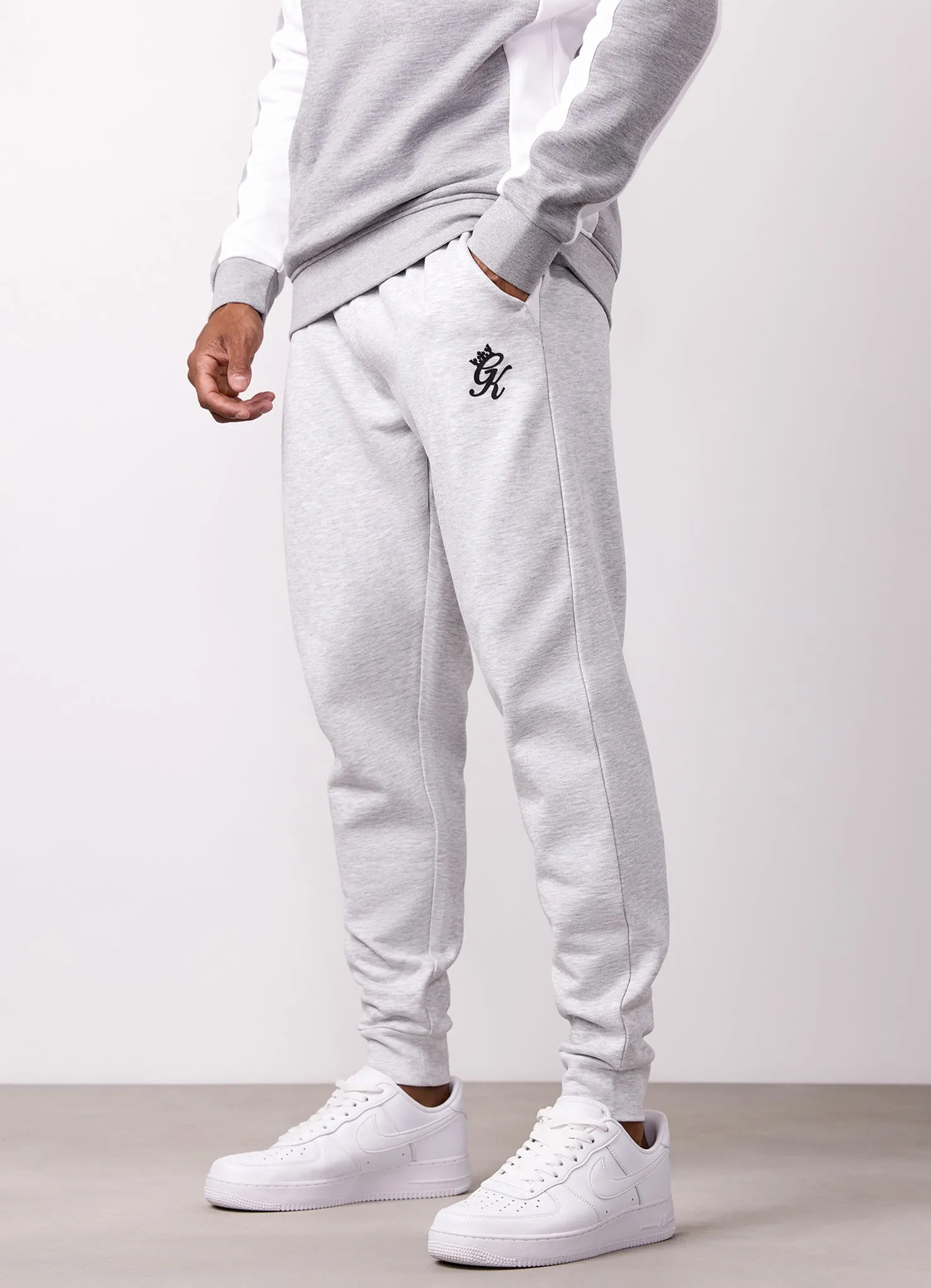 Gym King Contrast Panel Jogger - Snow Marl/White sold by The Gym King