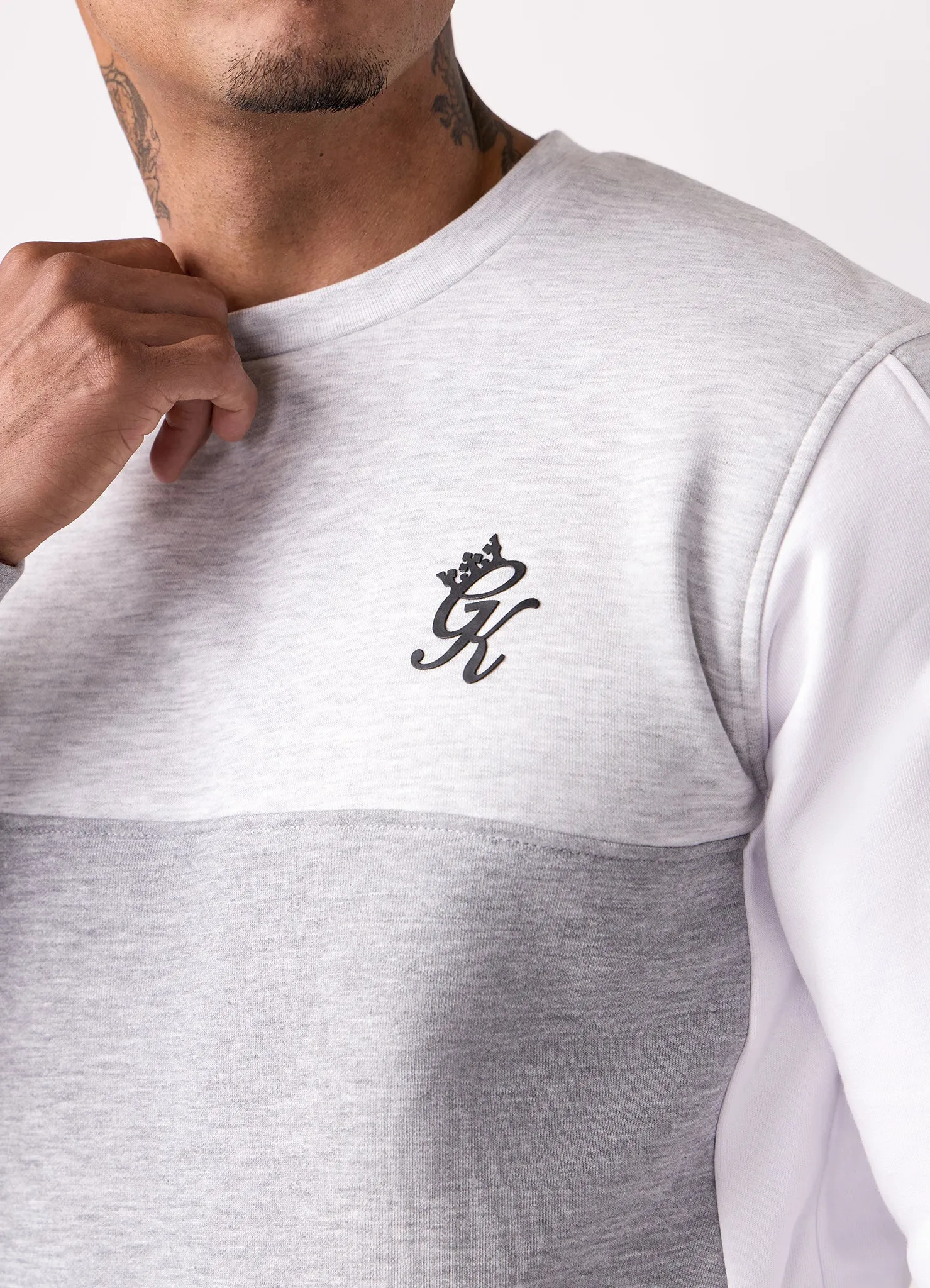 Gym King Contrast Panel Crew - Snow Marl/Grey Marl sold by The Gym King product image thumbnail 5