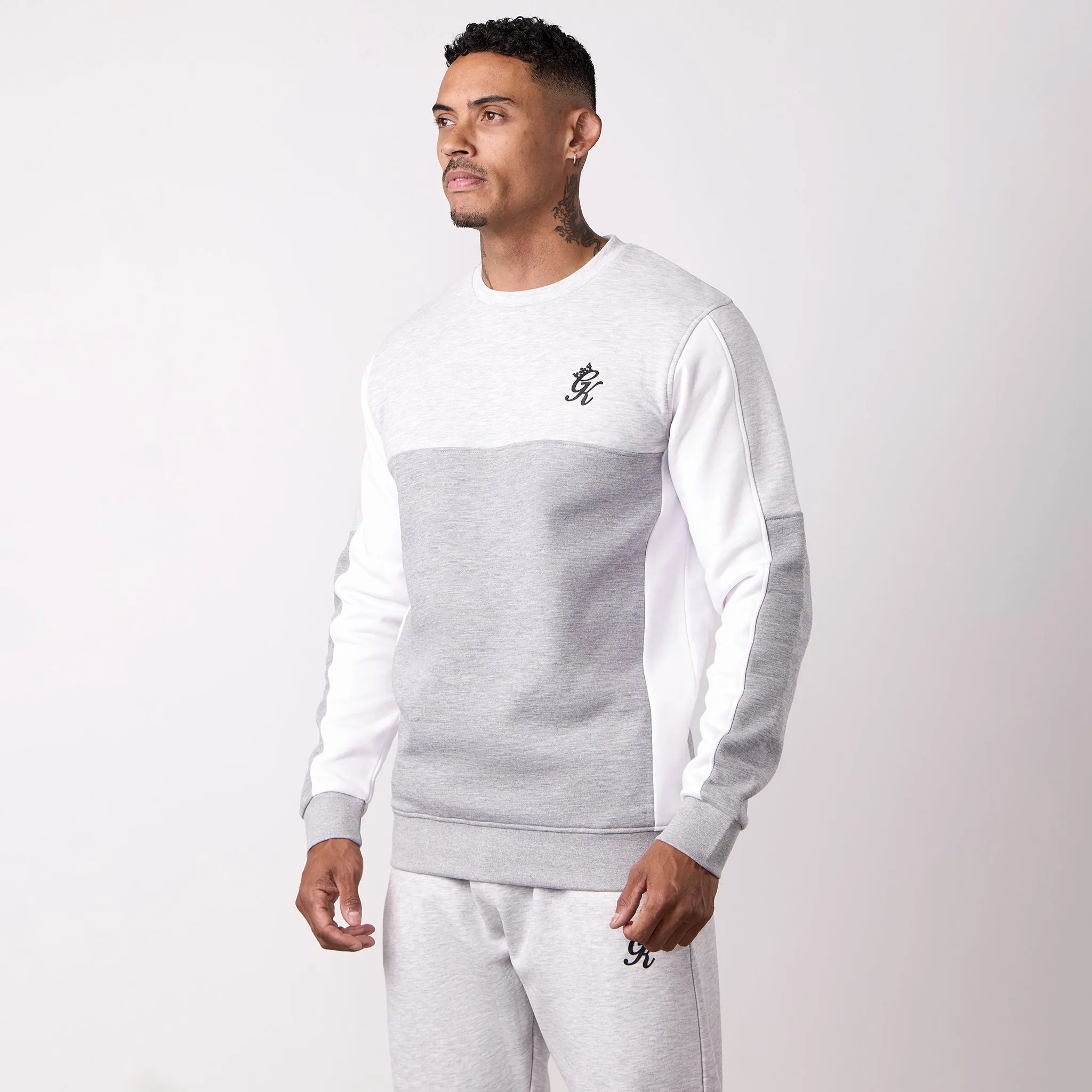 Gym King Contrast Panel Crew - Snow Marl/Grey Marl sold by The Gym King product image thumbnail 2