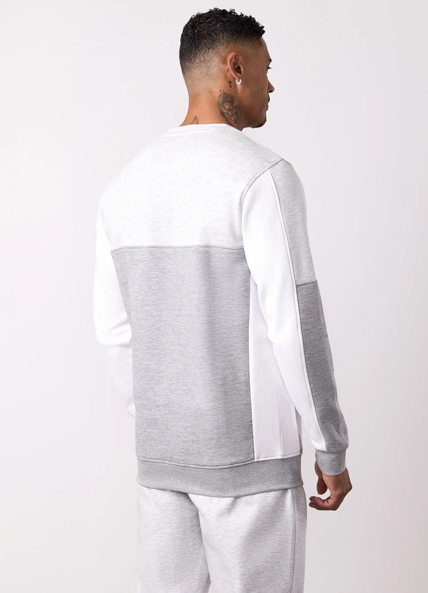 Gym King Contrast Panel Crew - Snow Marl/Grey Marl sold by The Gym King product image thumbnail 3