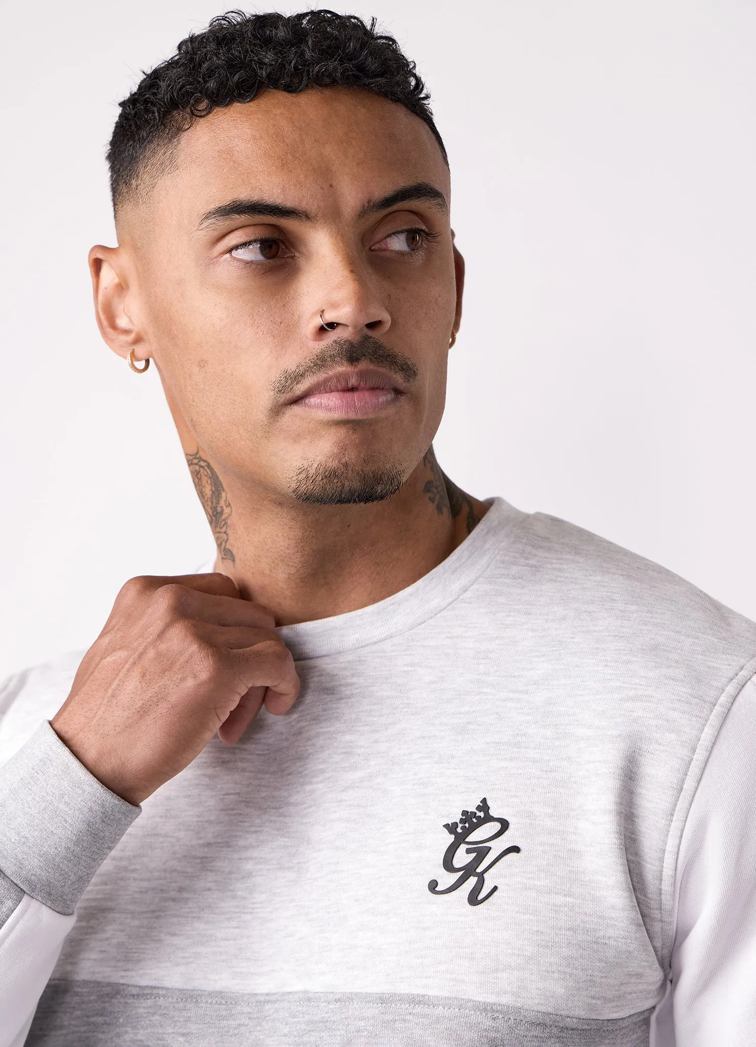 Gym King Contrast Panel Crew - Snow Marl/Grey Marl sold by The Gym King product image thumbnail 4