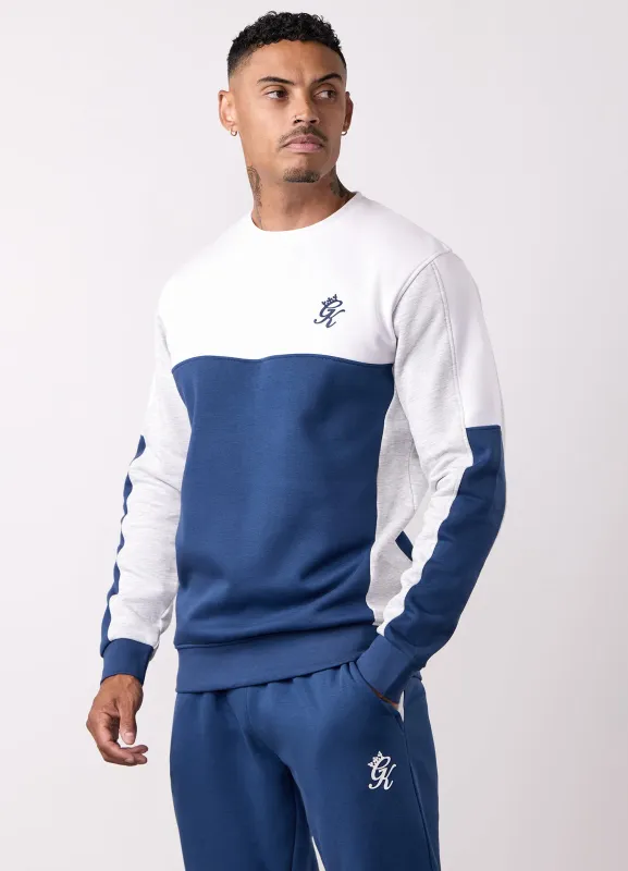 Gym King Contrast Panel Crew - Moonlight Blue/Snow Marl sold by The Gym King