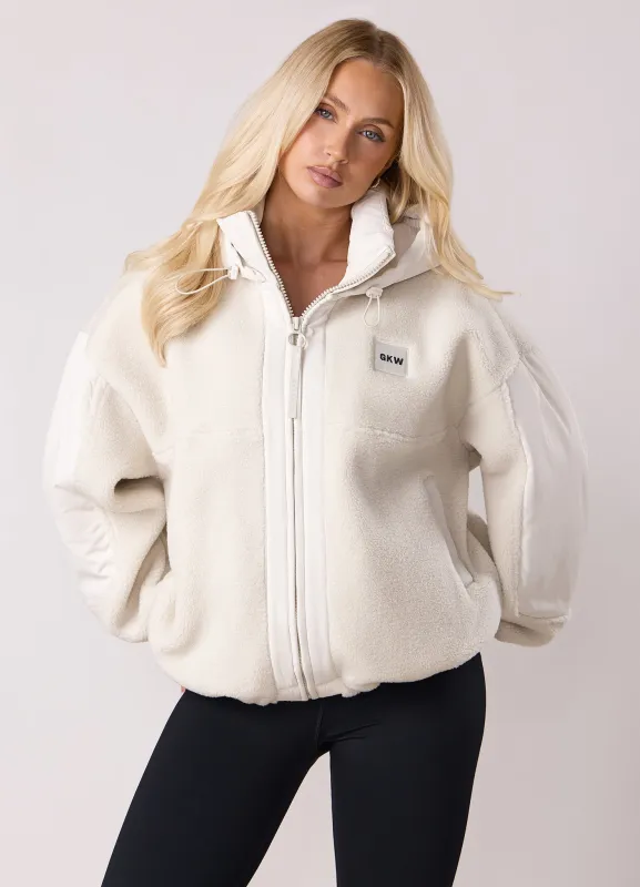 Gym King Borg/Woven Jacket - Cream sold by The Gym King