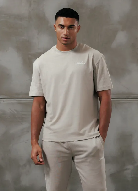 Gym King Script Relaxed Fit Tee - Light Sand sold by The Gym King