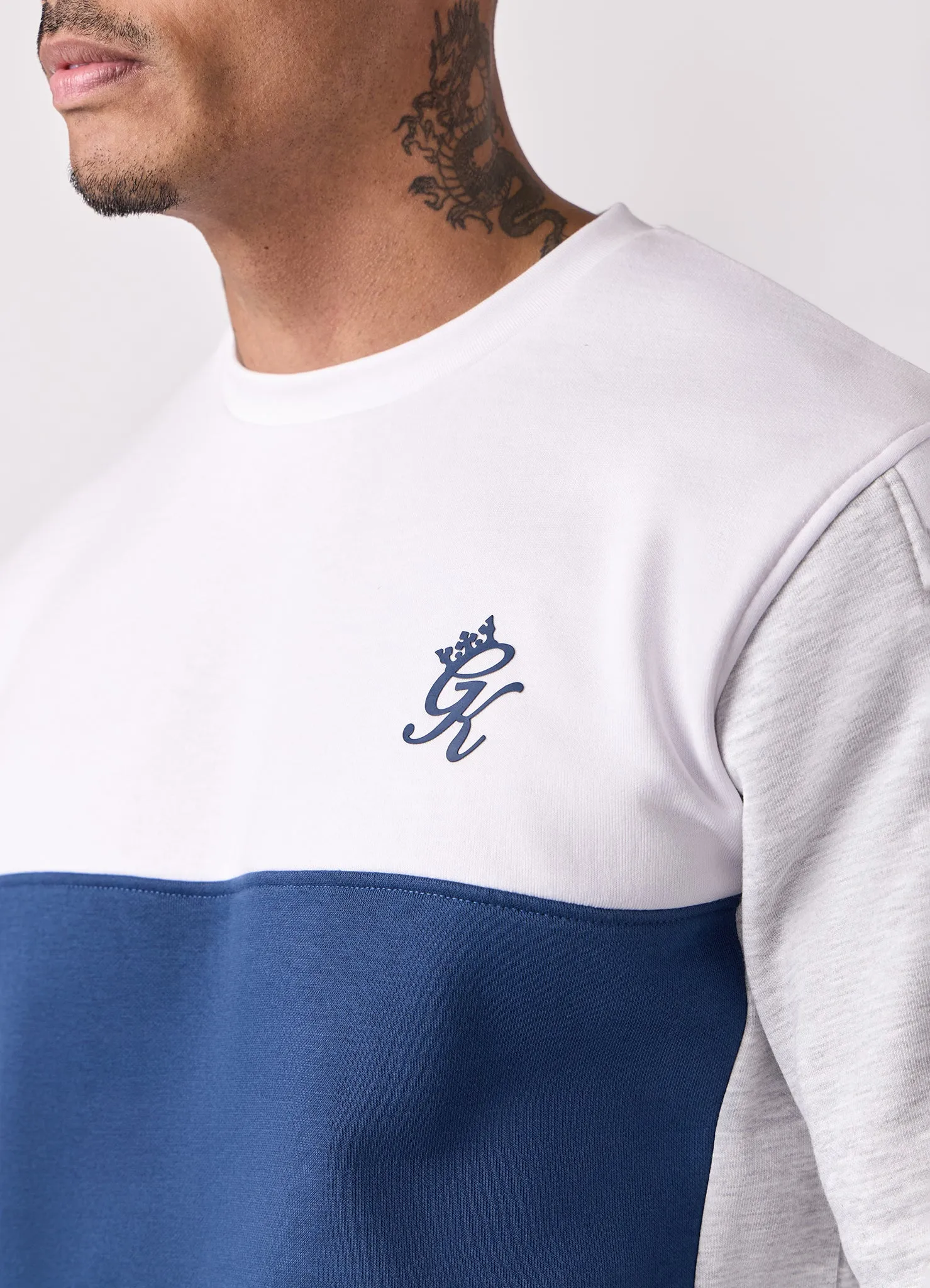 Gym King Contrast Panel Crew Tracksuit - Moonlight Blue/Snow Marl sold by The Gym King product image thumbnail 5