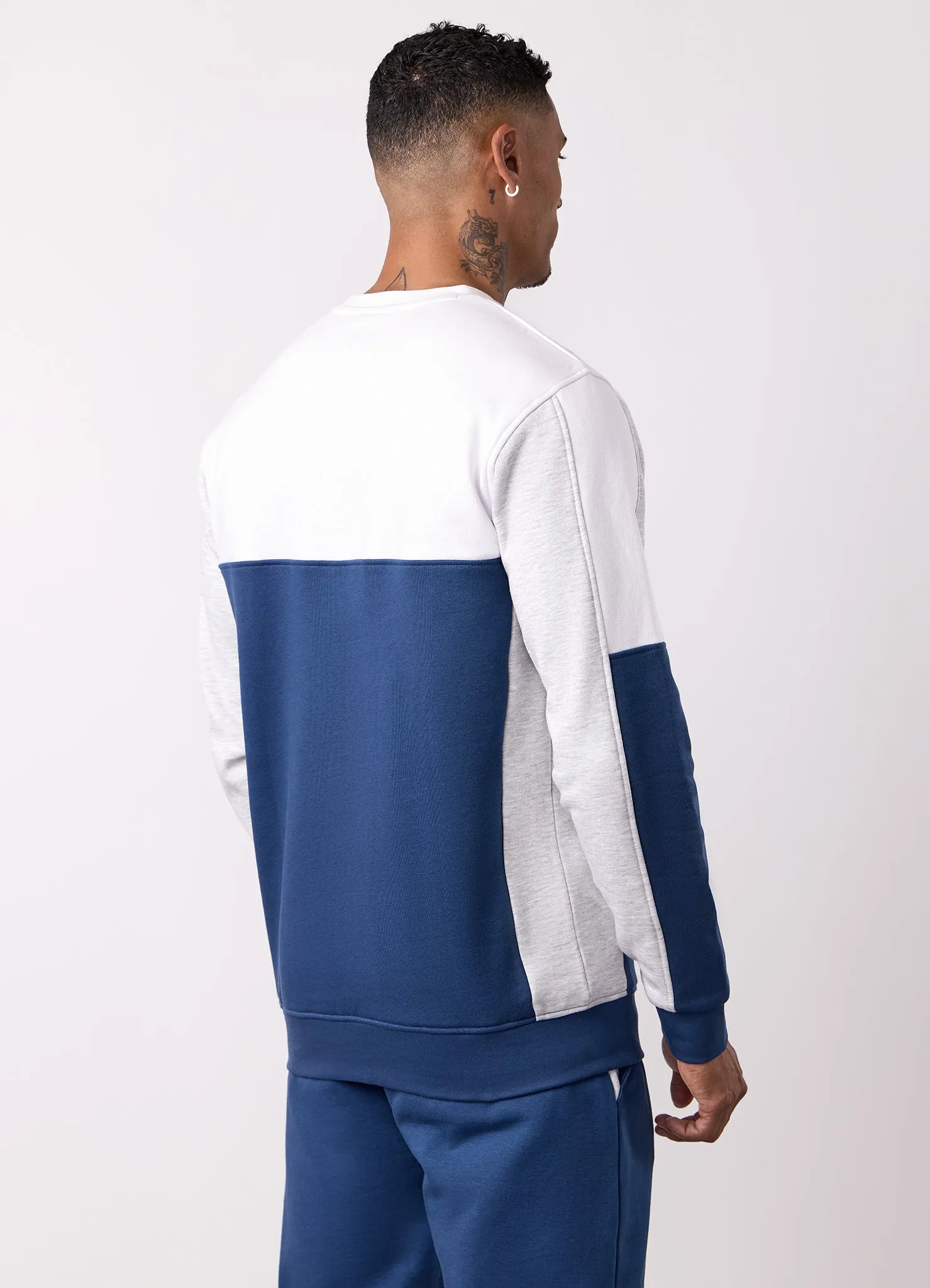 Gym King Contrast Panel Crew Tracksuit - Moonlight Blue/Snow Marl sold by The Gym King product image thumbnail 4