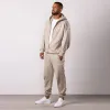 Gym King Script Relaxed Fit Hood Tracksuit - Light Sand sold by The Gym King