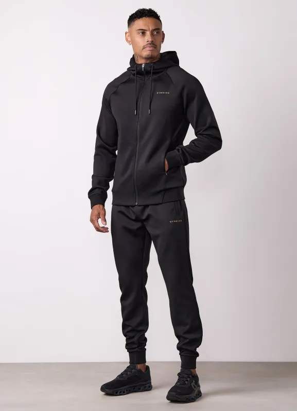 Gym King Poly Full Zip Hood Tracksuit - Black sold by The Gym King