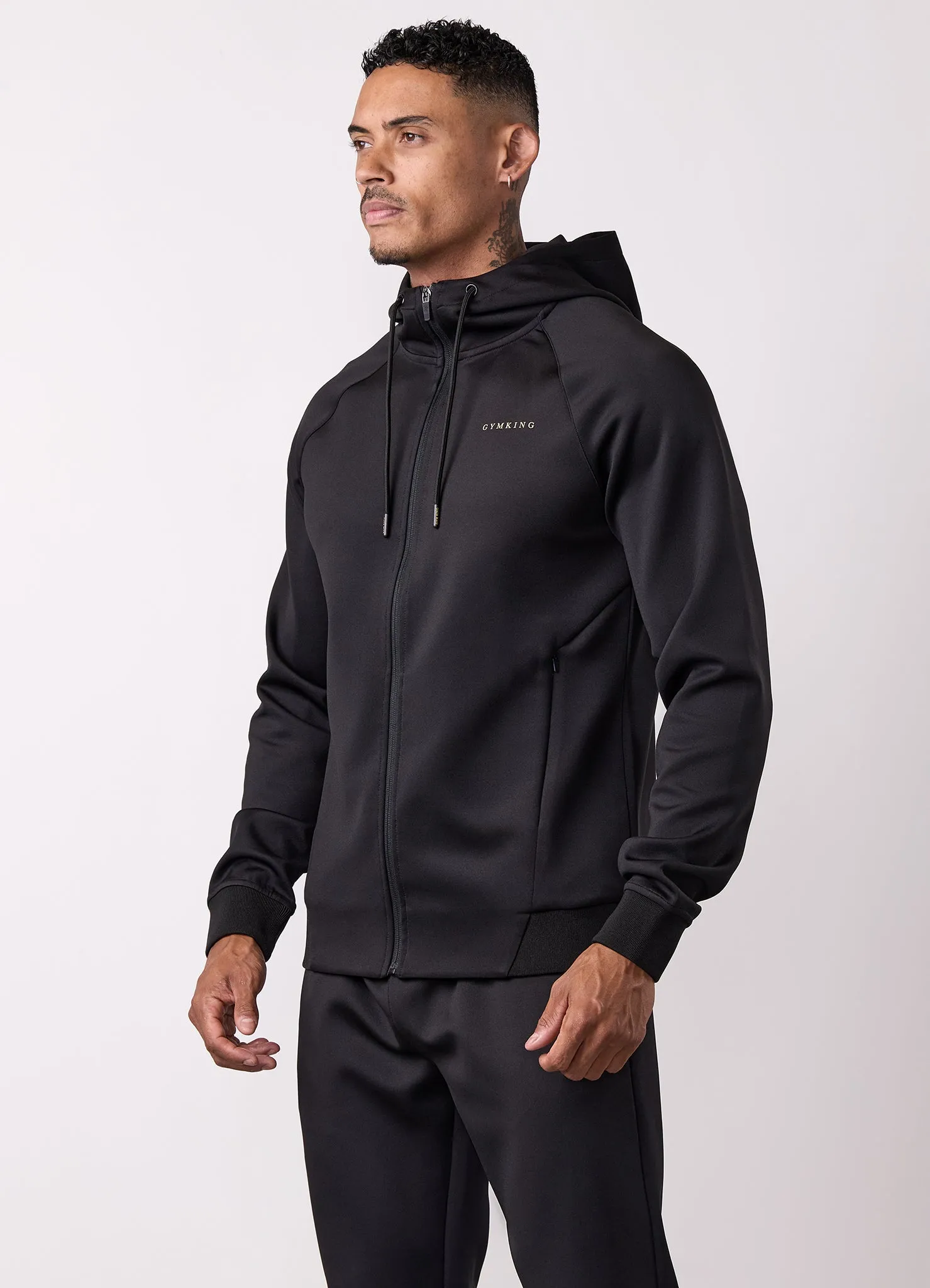 Gym King Poly Full Zip Hood Tracksuit - Black sold by The Gym King product image thumbnail 3