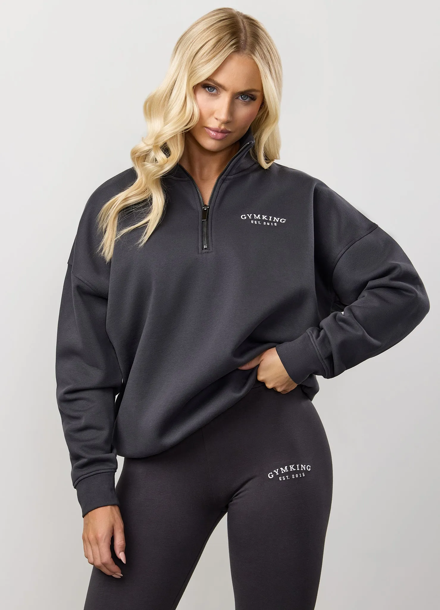 Gym King Compose Fleece 1/4 Zip Funnel Tracksuit - Dark Pewter sold by The Gym King product image thumbnail 4