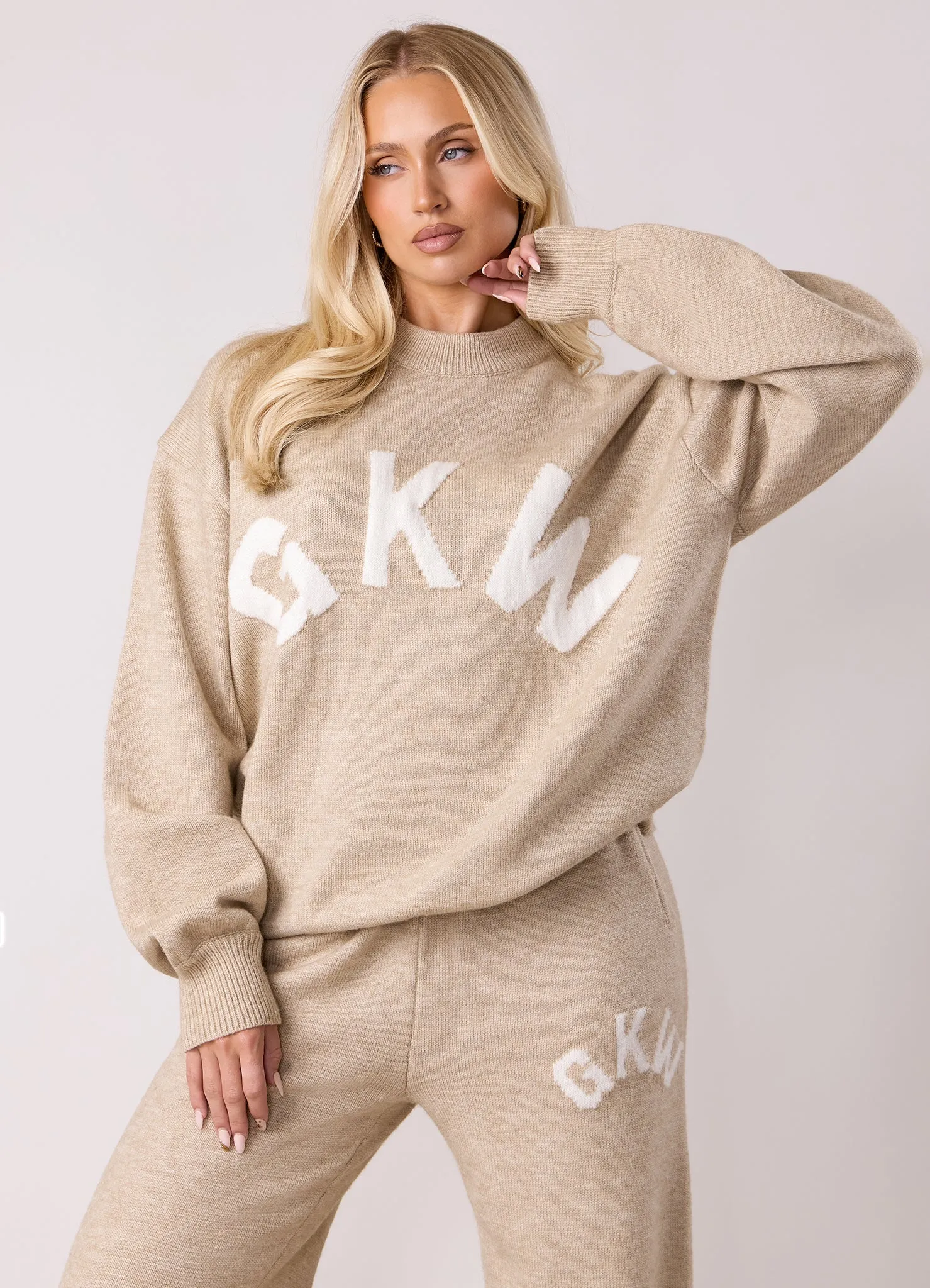 Gym King Restore Knit Crew Knitted Set - Oatmeal Marl sold by The Gym King product image thumbnail 4