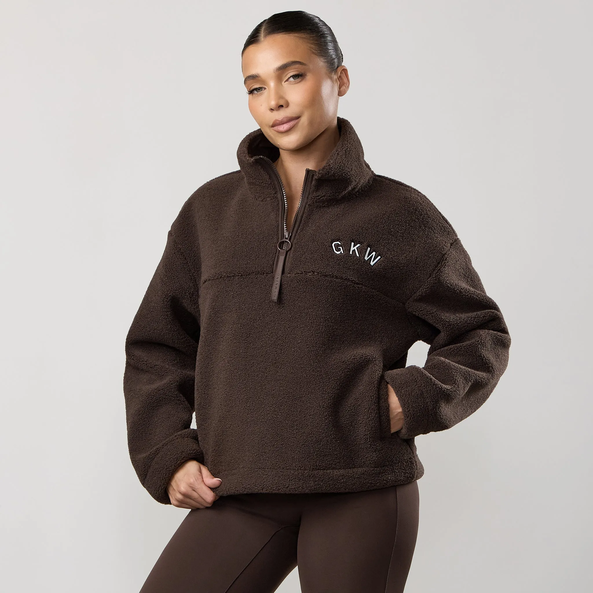 GKW Borg 1/4 Zip - Dark Chocolate sold by The Gym King product image thumbnail 2