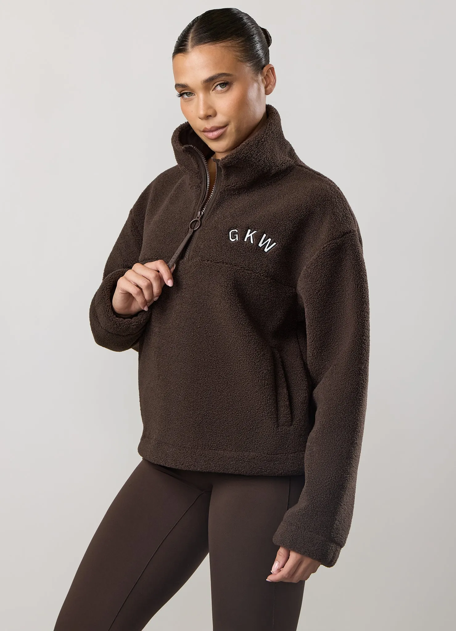 GKW Borg 1/4 Zip - Dark Chocolate sold by The Gym King