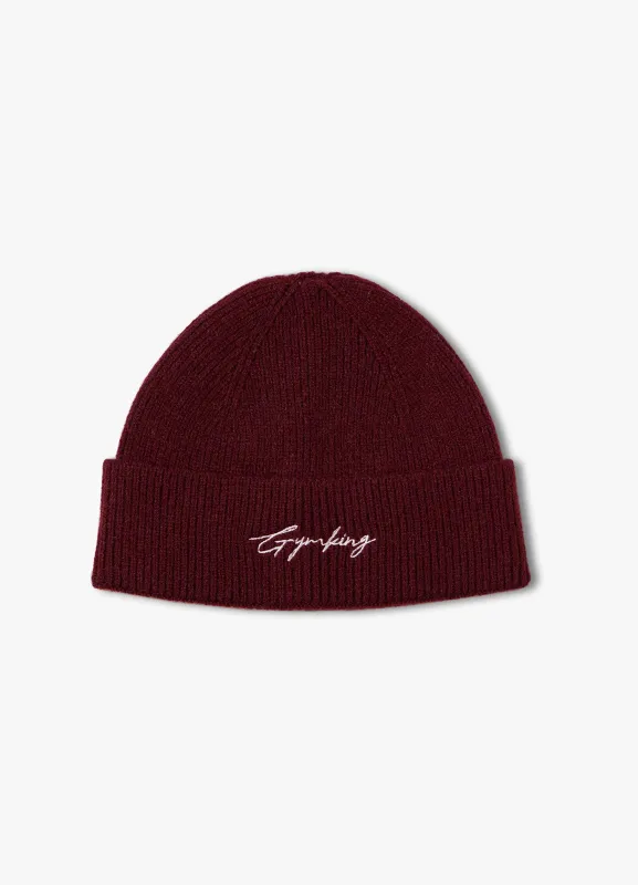 Gym King Script Rib Knit Beanie - Fig sold by The Gym King