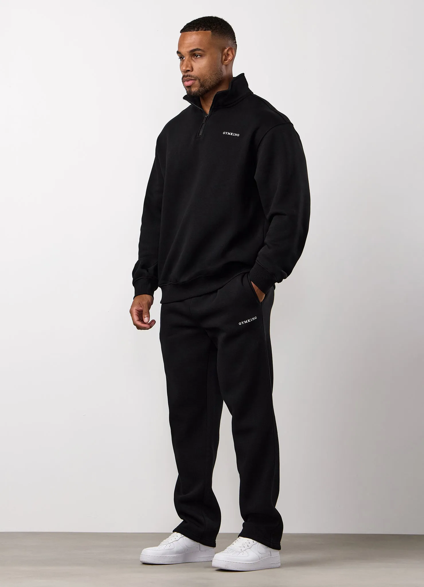 Gym King Fundamental Linear 1/4 Zip Tracksuit - Black sold by The Gym King