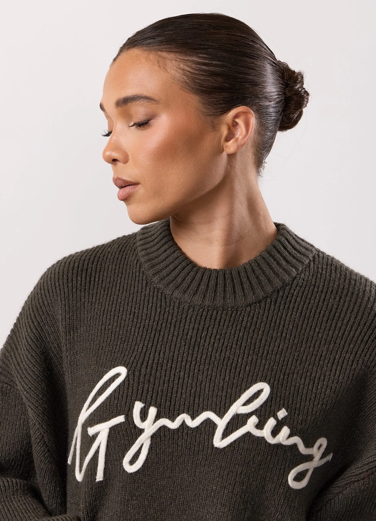 Gym King Rib Knit Sweatshirt - Warm Khaki sold by The Gym King product image thumbnail 4