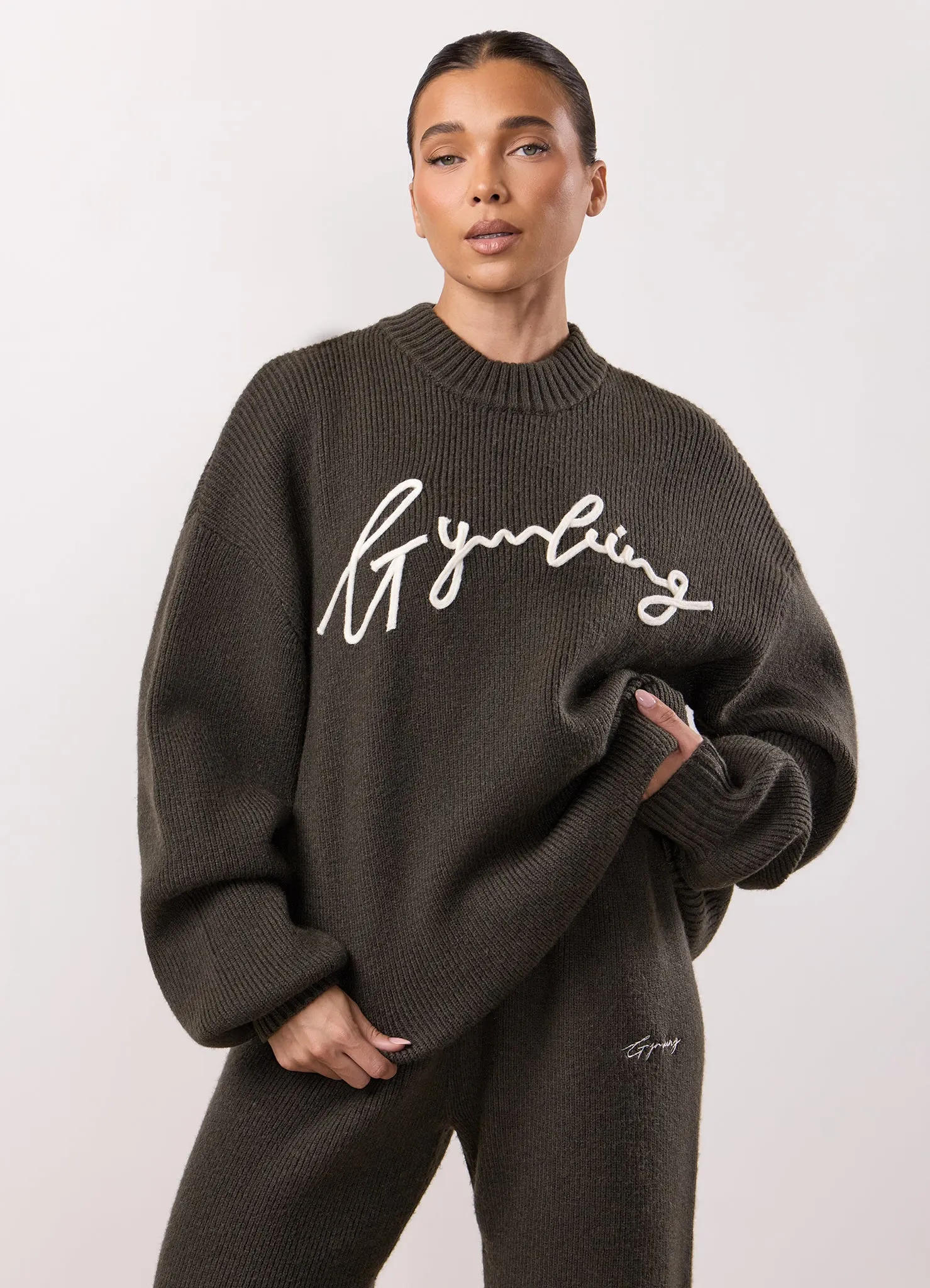Gym King Rib Knit Sweatshirt - Warm Khaki sold by The Gym King