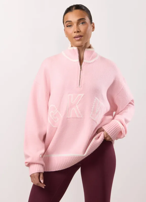 Gym King Restore Knit 1/4 Zip Funnel - Peach Blush sold by The Gym King