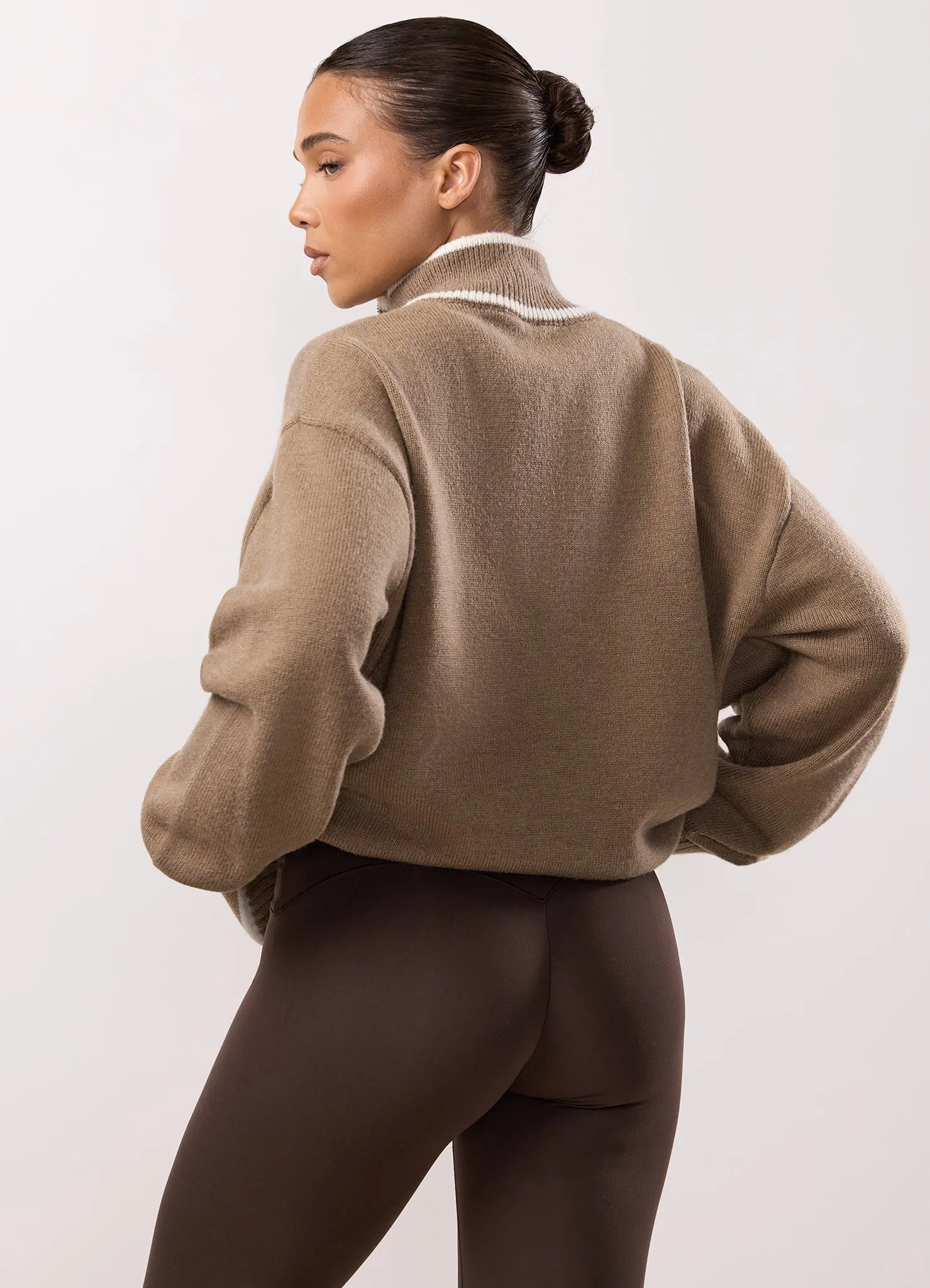 Gym King Restore Knit 1/4 Zip Funnel - Truffle sold by The Gym King product image thumbnail 3