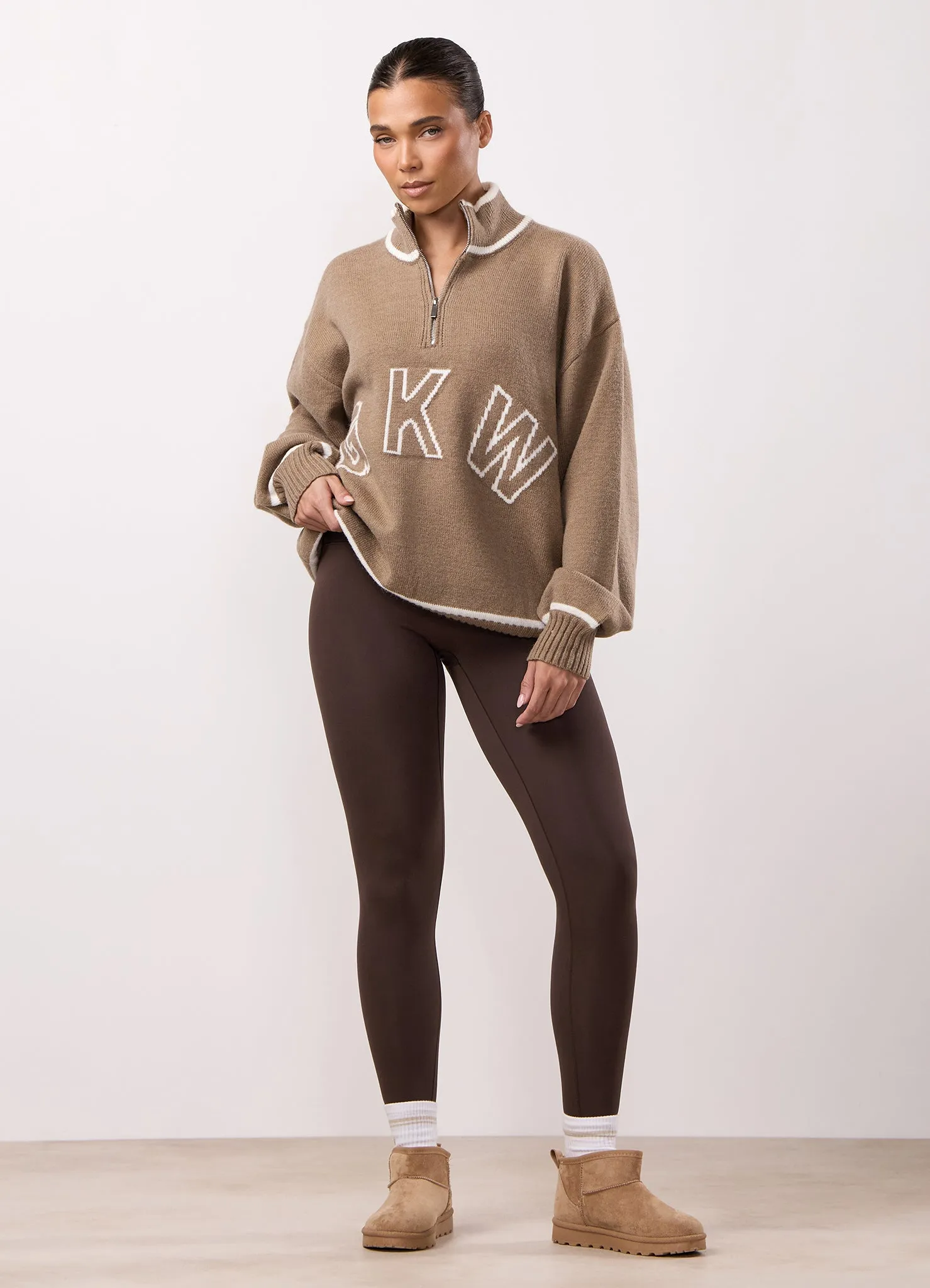 Gym King Restore Knit 1/4 Zip Funnel - Truffle sold by The Gym King product image thumbnail 4