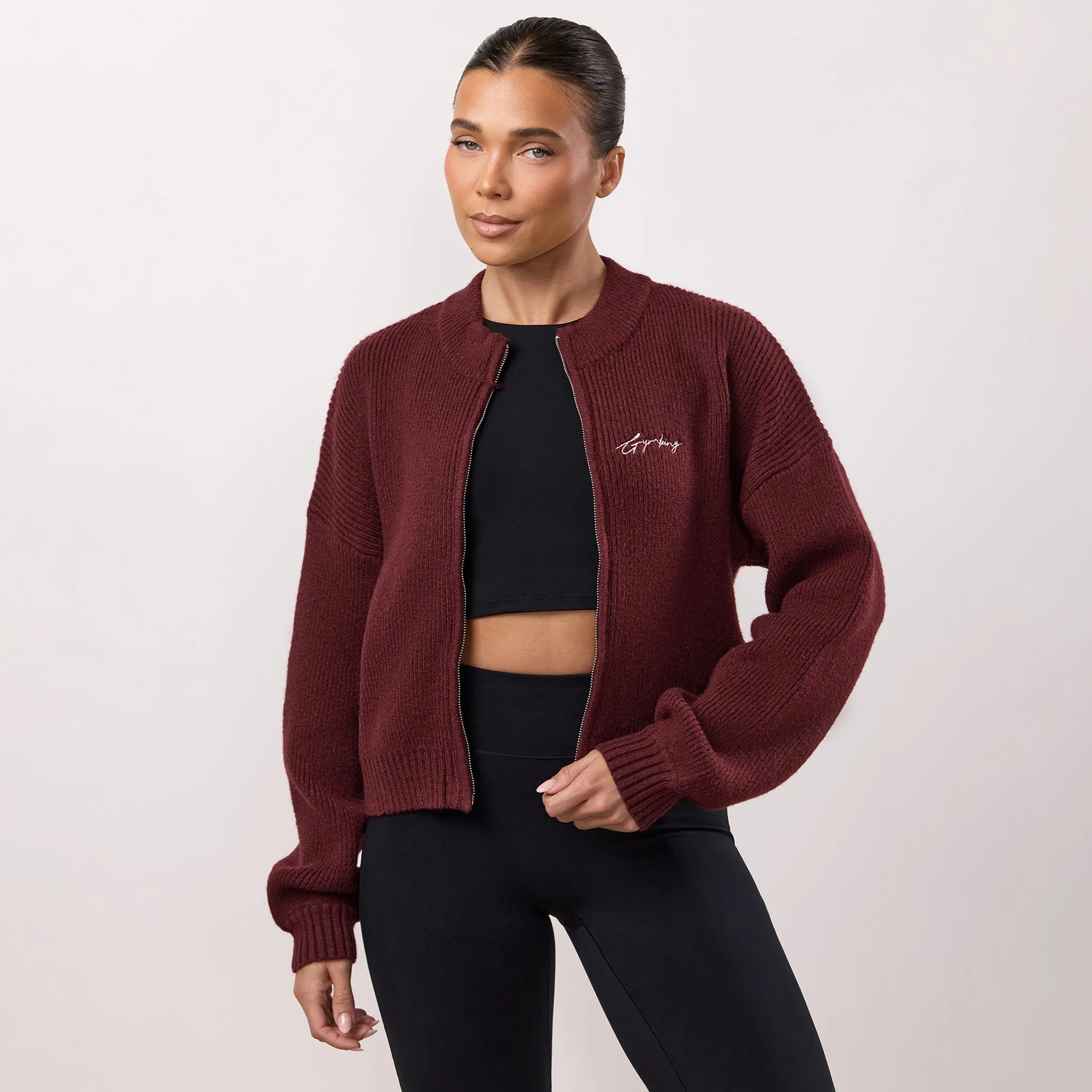 Gym King Rib Knit Full Zip Jacket - Fig sold by The Gym King product image thumbnail 2