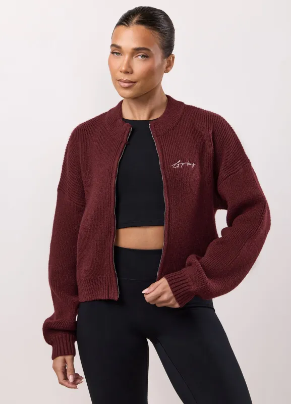 Gym King Rib Knit Full Zip Jacket - Fig sold by The Gym King
